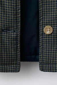 GINGHAM PRINT PUFFER JACKET