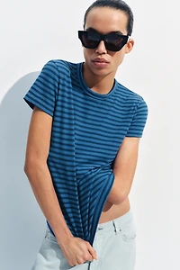 COTTON AND LINEN STRIPED T-SHIRT