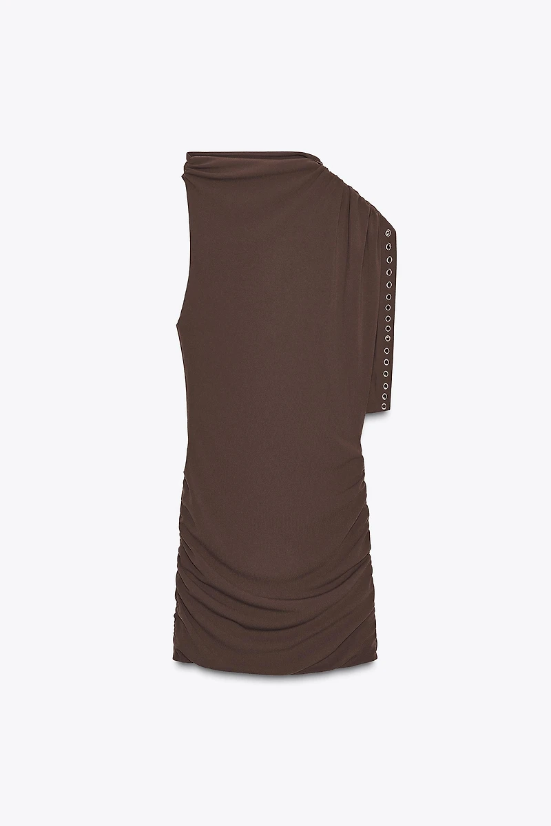 ASYMMETRIC CROTCHET DRESS WITH GROMMETS