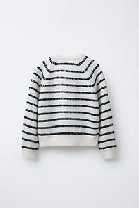 SEQUIN STRIPED KNIT SWEATER