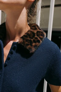VESTE EN MAILLE COL IMPRIMÉ ANIMAL