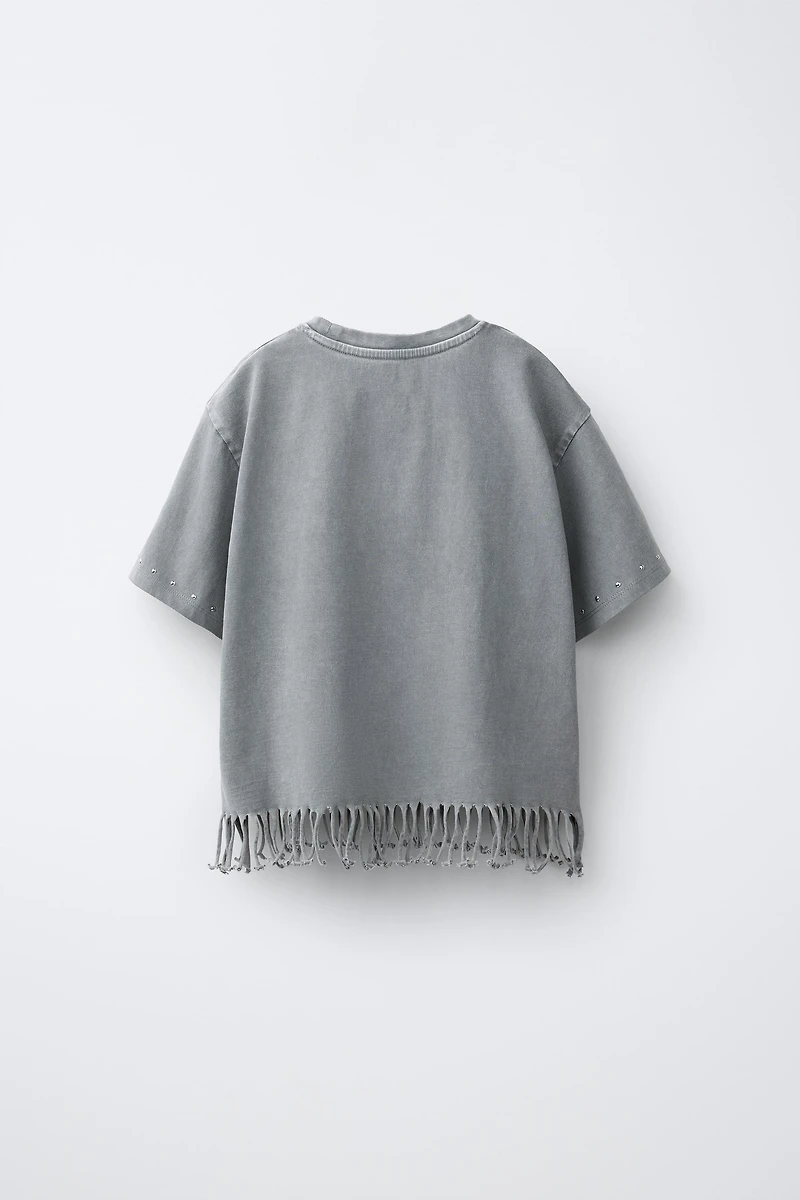 FRINGE AND STUDS T-SHIRT