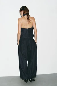 DENIM HALTER TOP TRF
