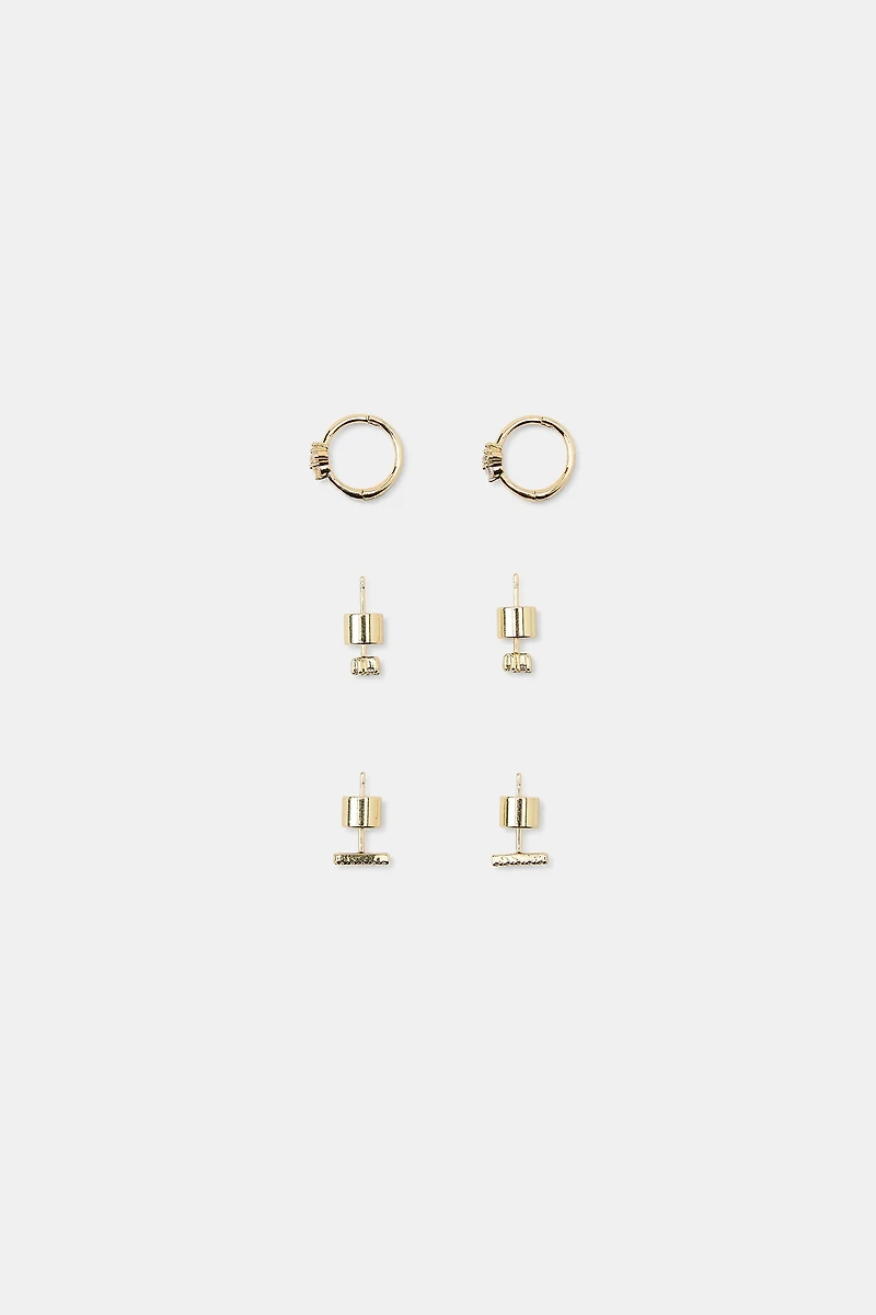 PACK OF 3 MINIMALIST SPARKLY EARRINGS