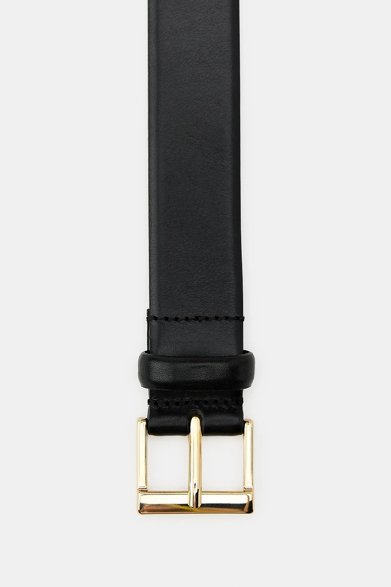 LEATHER BELT WITH SQUARE BUCKLE