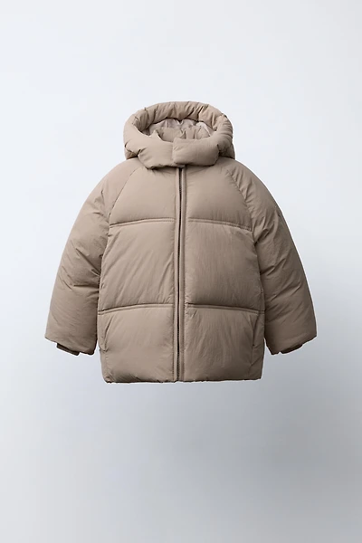 WATER REPELLENT HOODED PUFFER COAT
