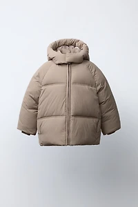 WATER REPELLENT HOODED PUFFER COAT