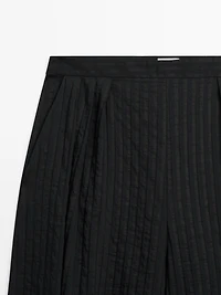 Flowing linen-blend drop crotch pants