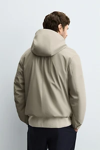 RUBBERIZED EFFECT PARKA WITH HOODIE