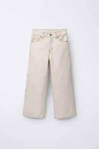 ECRU CARPENTER PANTS WITH TOPSTITCHING