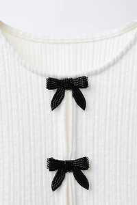 RIBBED SOFT TOUCH SHIRT WITH BOWS