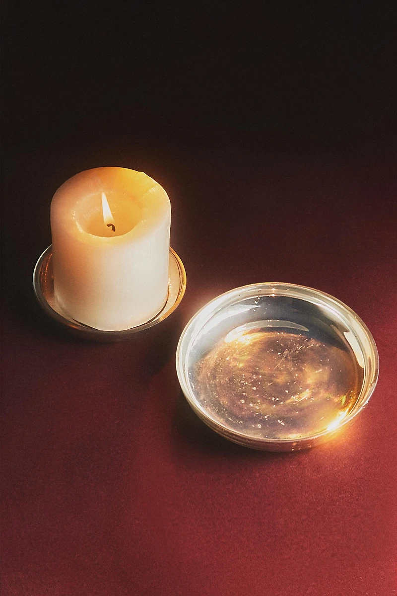 ANTIQUE GLASS CHRISTMAS TEALIGHT HOLDER