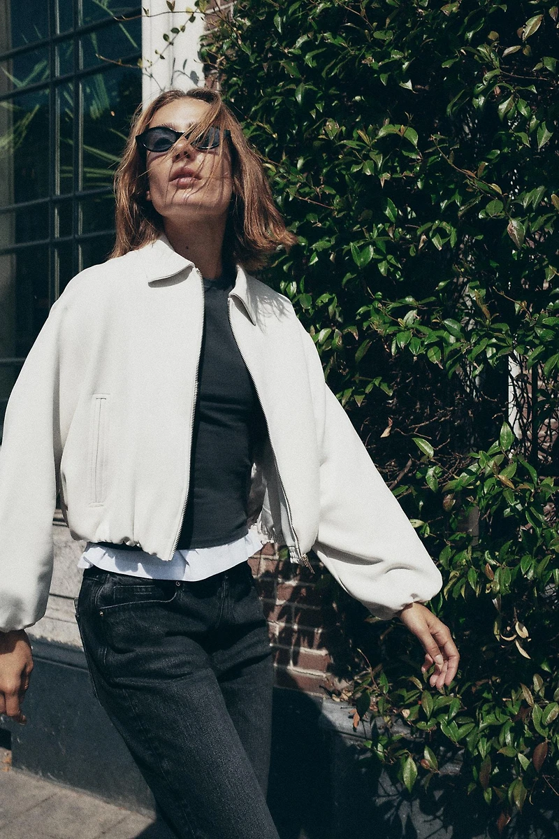 PUFFED ZIPPERED BOMBER JACKET
