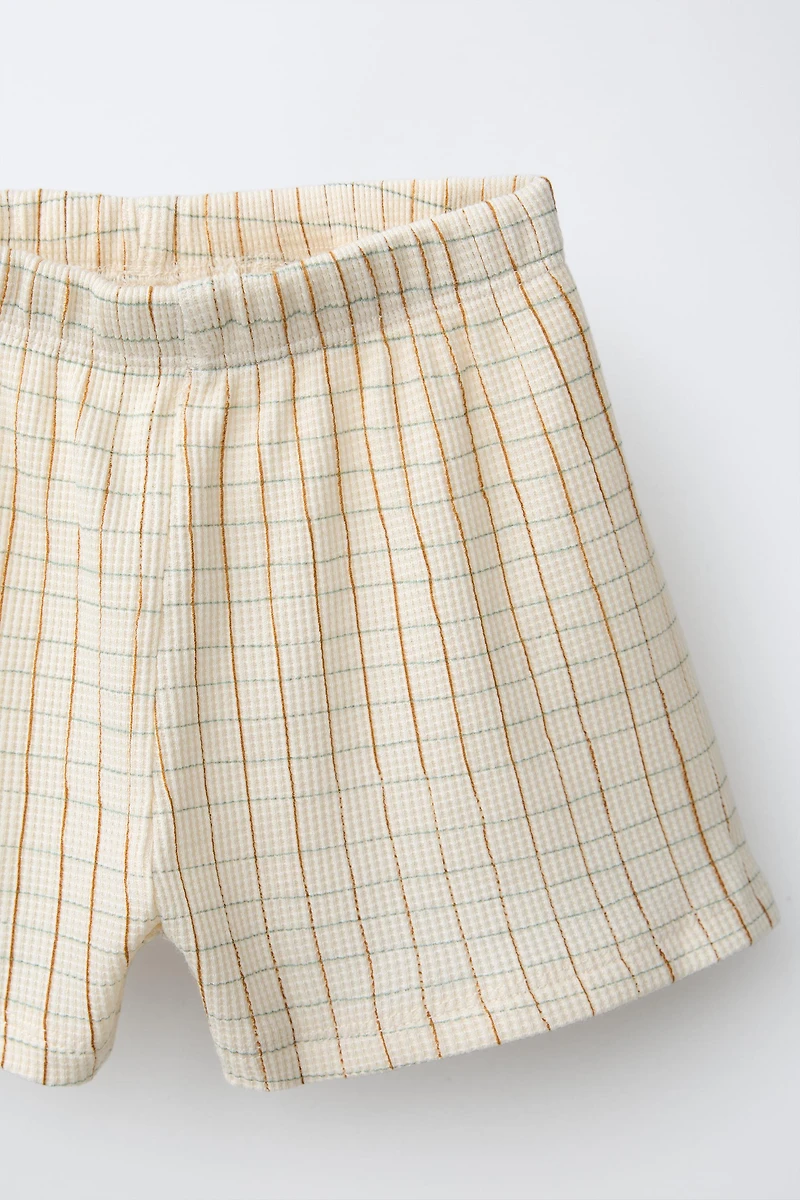 PLAID WAFFLE SHIRT AND BERMUDA SET