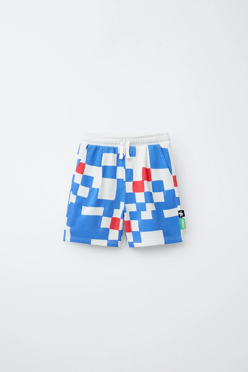PLAID LOGO LABEL SHORTS