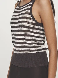 Crochet top with striped detail