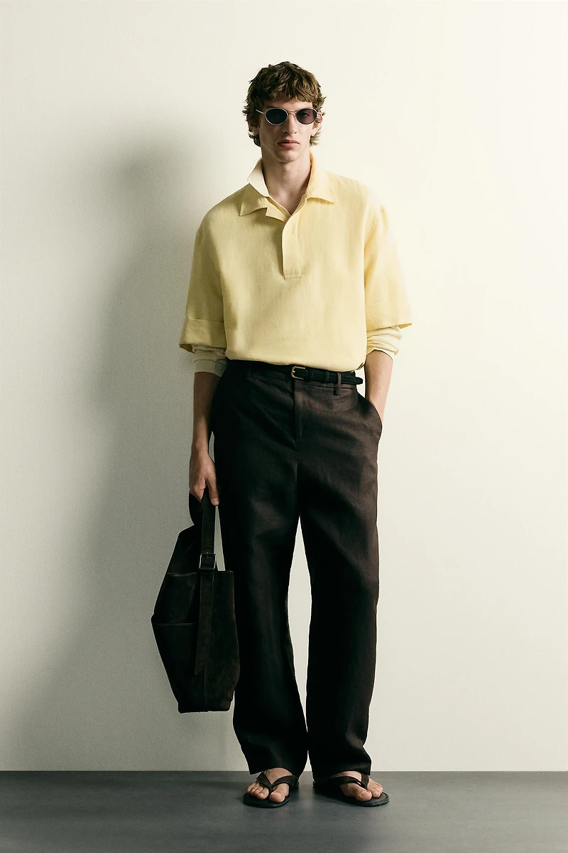 COTTON - LINEN POLO SHIRT