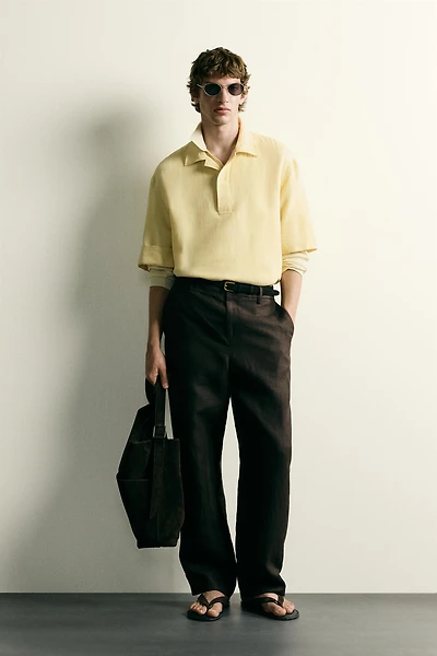 COTTON - LINEN POLO SHIRT