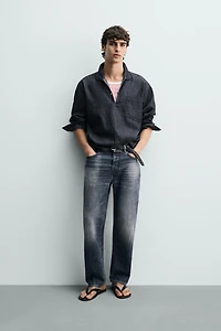 RELAXED FIT DENIM POLO SHIRT