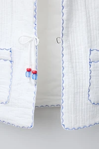 CONTRAST EMBROIDERY PADDED VEST