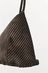 STRIPED LINEN TRIANGLE BRA