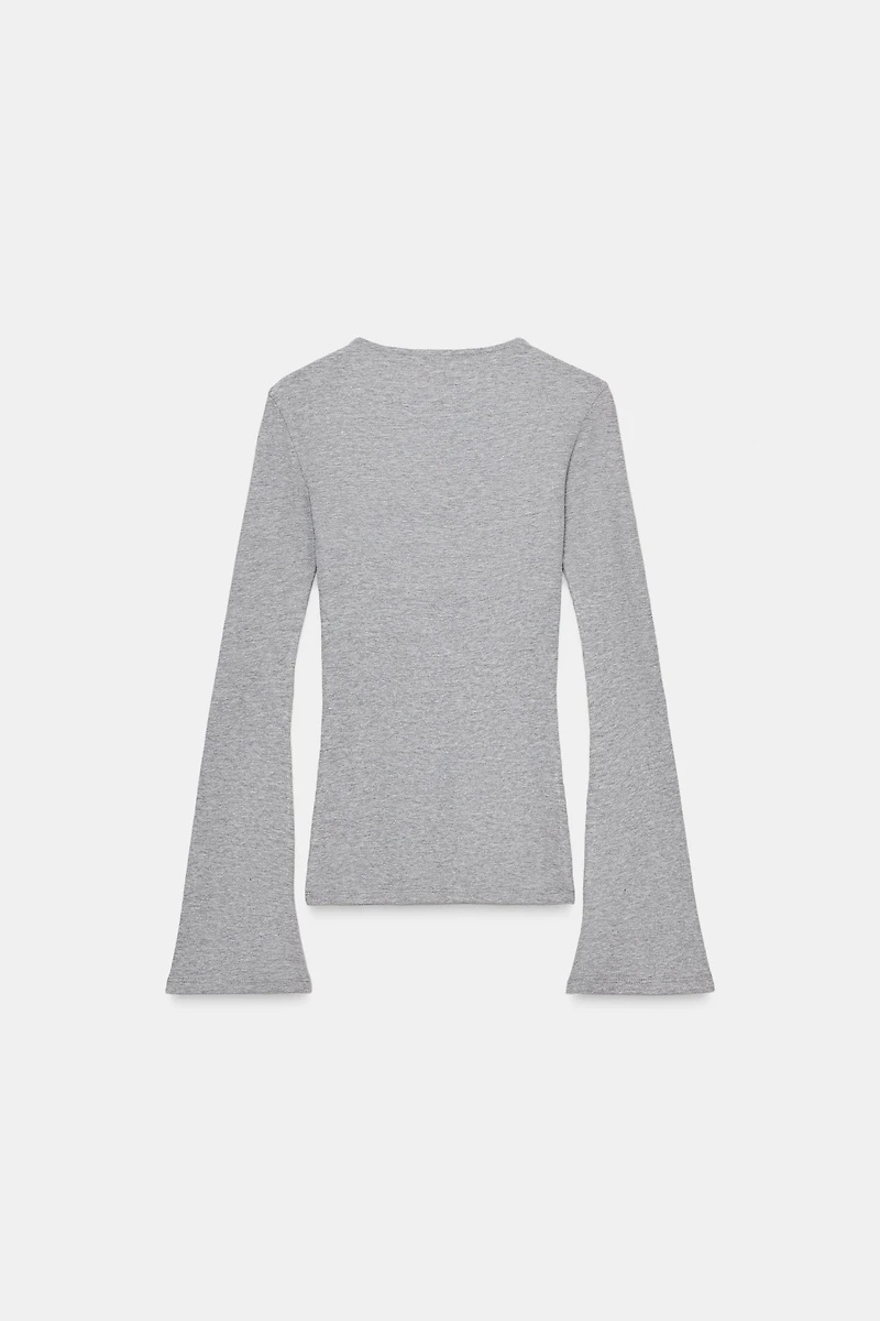 RIB TOP WITH FLARED SLEEVES