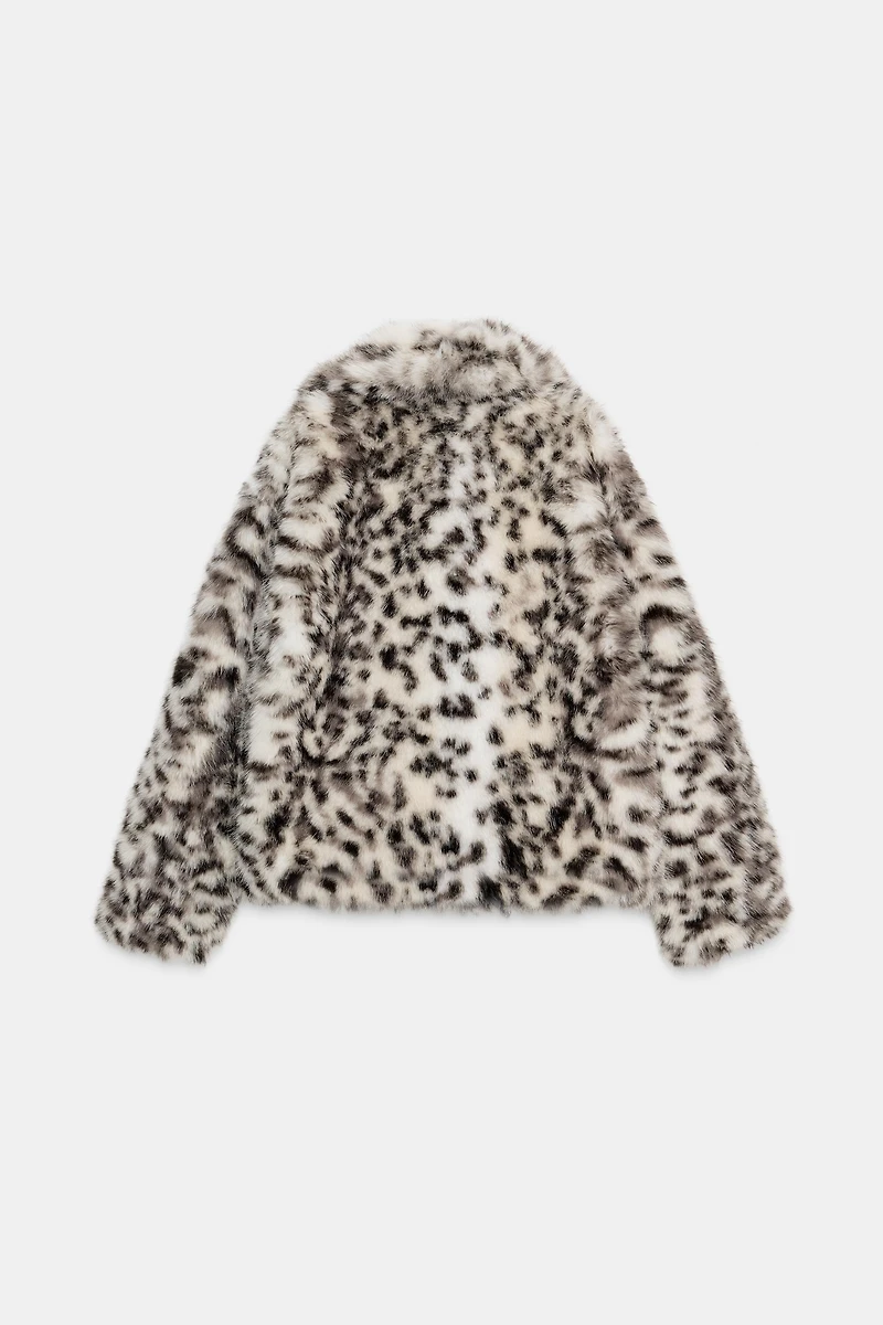 ANIMAL PRINT FAUX FUR JACKET ZW COLLECTION