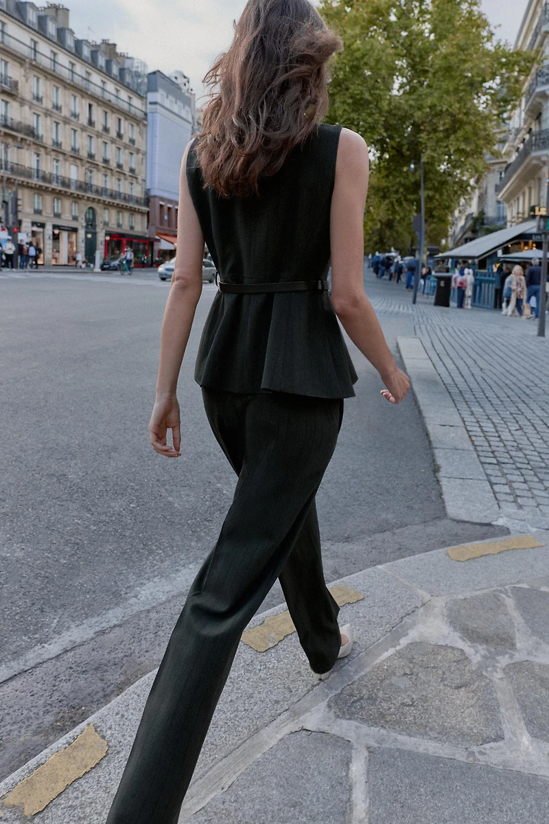 PANTALON DROIT À CHEVRONS