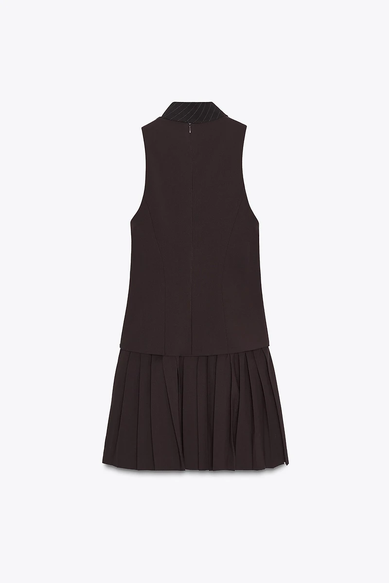 TIE PLEATED SHORT DRESS