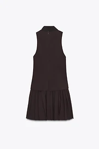 TIE PLEATED SHORT DRESS