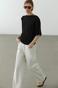 Lightweight asymmetric metallic-effect T-shirt