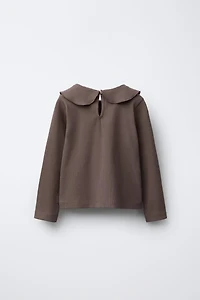 T-SHIRT CÔTELÉ COL CLAUDINE