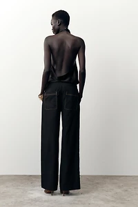 PANTALON DROIT SURPIQÛRES CONTRASTE
