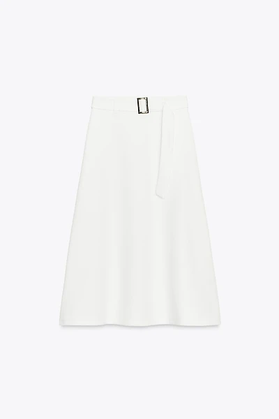 BELTED A-LINE SKIRT