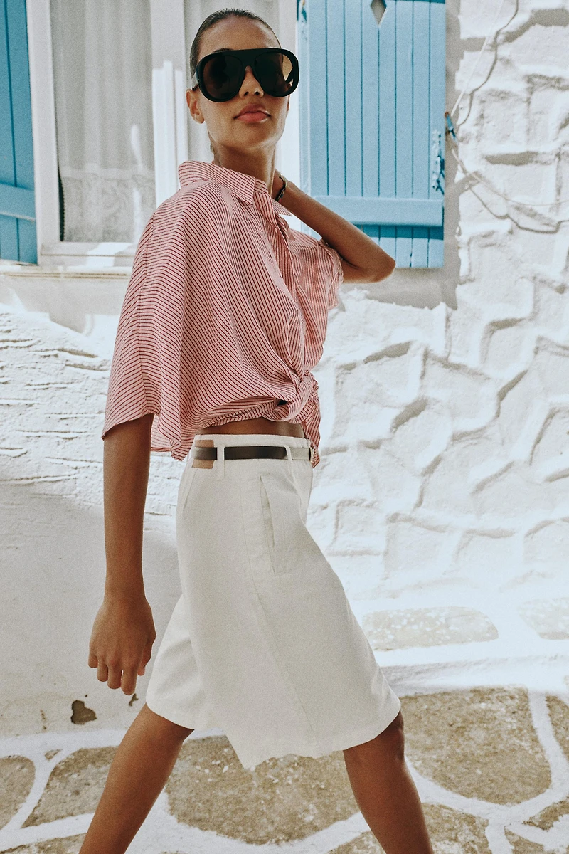 PLEATED BELTED SHORTS