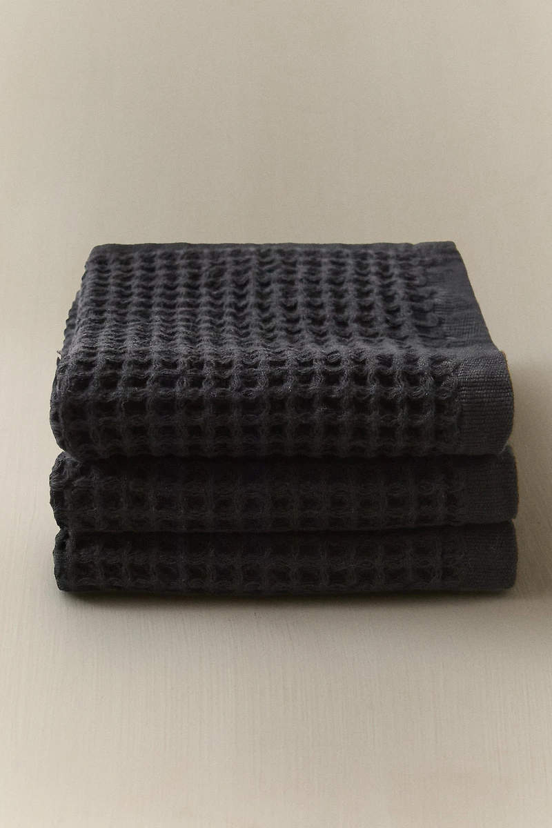 WAFFLE COTTON HAND TOWEL (PACK OF 3)