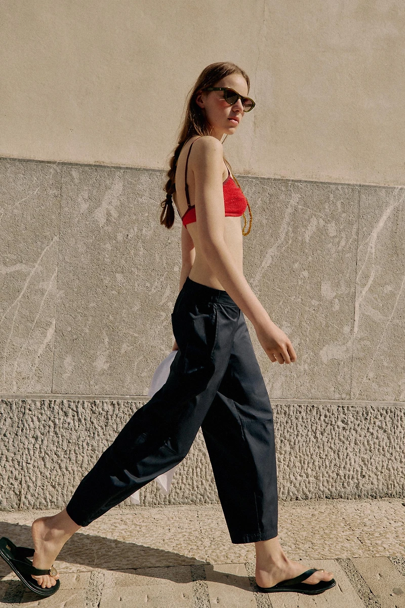 PANTALON BARREL EN POPELINE