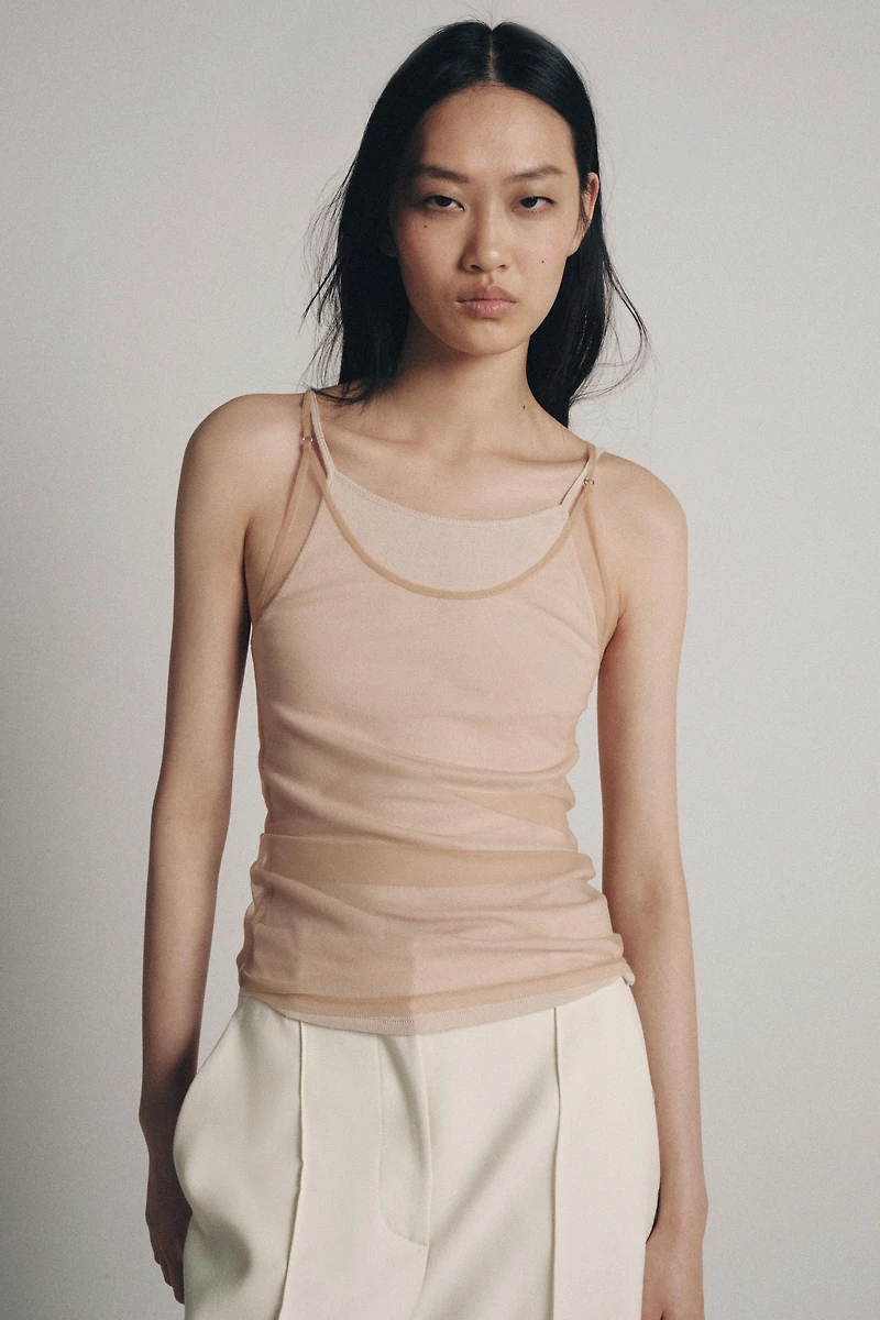 TOP HALTER EFFET DOUBLE TULLE