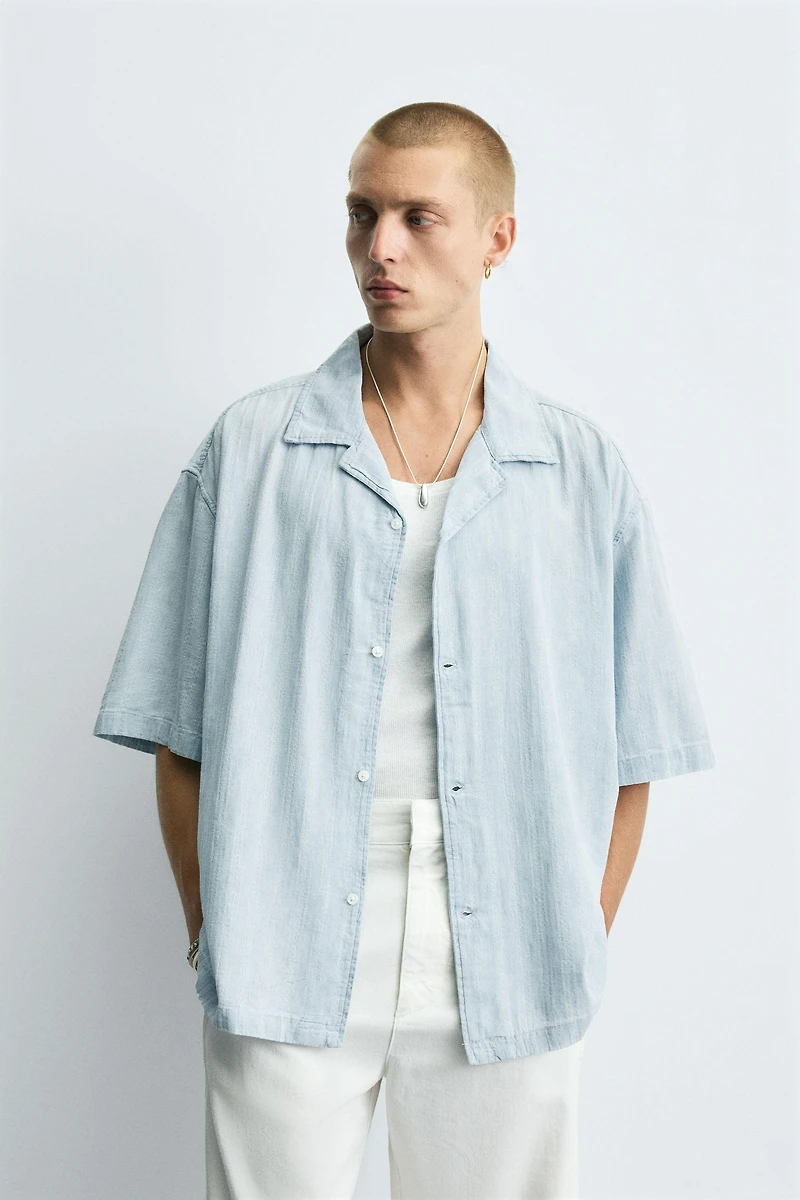 CHEMISE DÉLAVÉE JACQUARD RAYURES