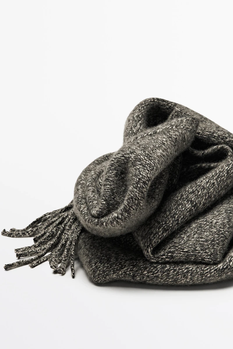 100% Cashmere Heathered Knit Scarf