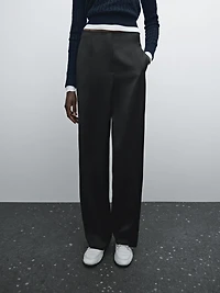 Flowing textured satin trousers