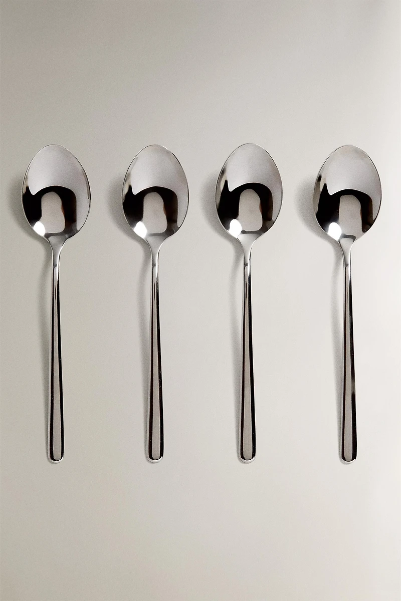SET OF SHINY STEEL DESSERT SPOONS (SET OF 4)
