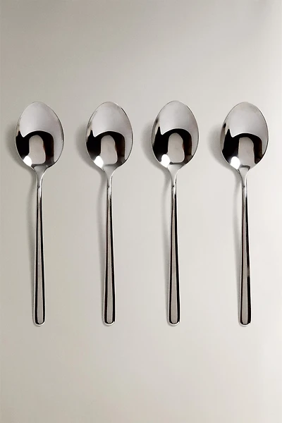 SET OF SHINY STEEL DESSERT SPOONS (SET OF 4)