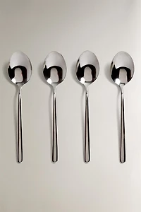 SET OF SHINY STEEL DESSERT SPOONS (SET OF 4)