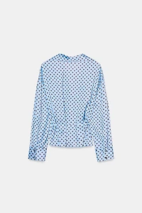 CHEMISE SATINÉE À POIS AVEC CEINTURE