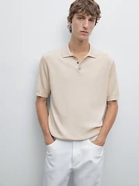100% cotton ribbed knit polo shirt