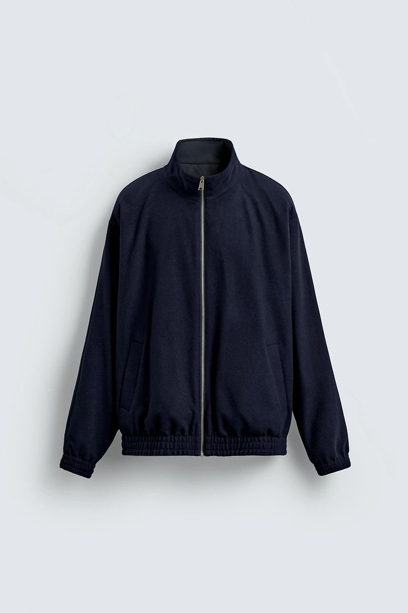 BLOUSON BOMBER RÉVERSIBLE AVEC MÉLANGE DE LAINE