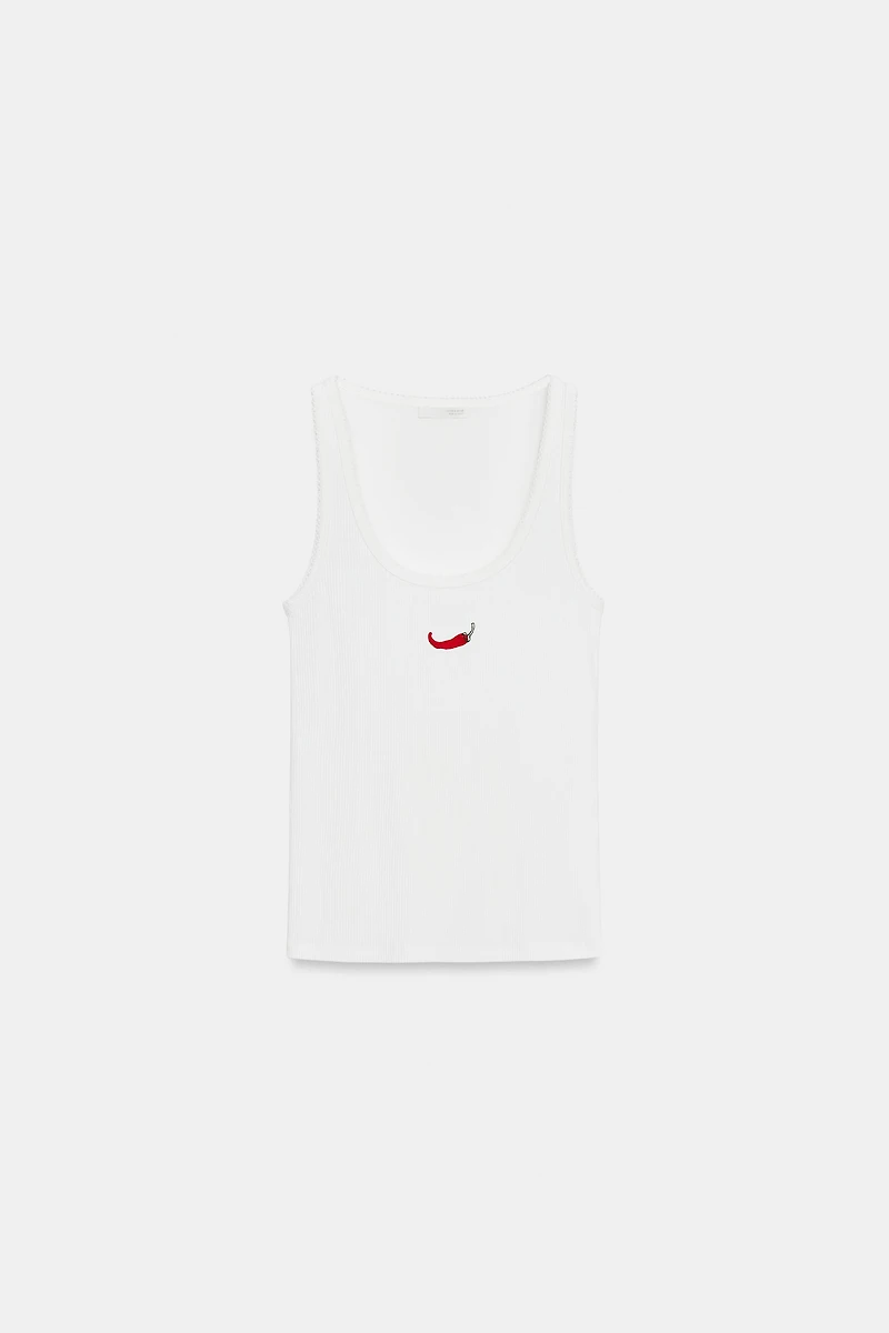 EMBROIDERED FRONT TOP