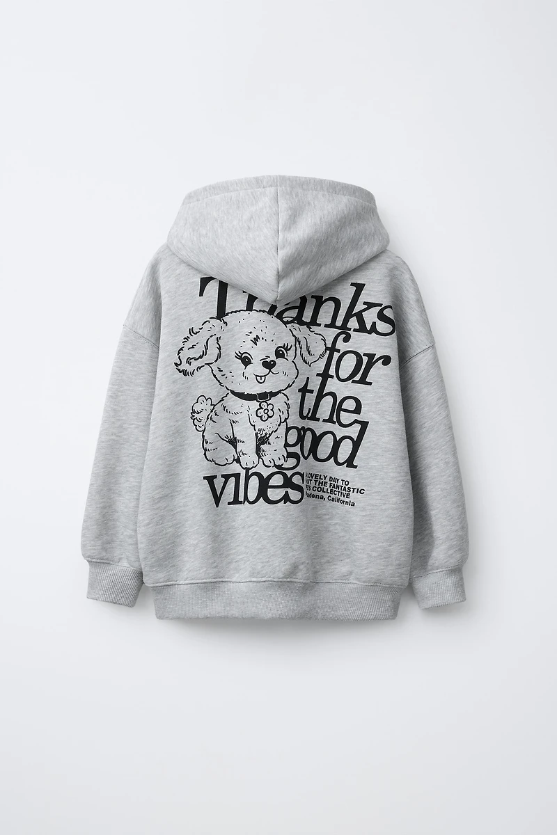 SWEAT À CAPUCHE BRODERIE CHIEN