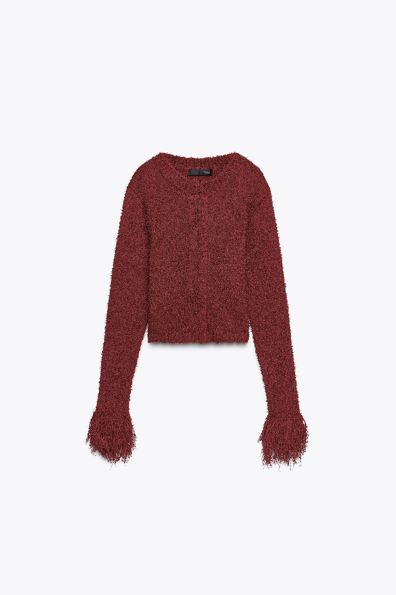 FRINGED KNIT CARDIGAN